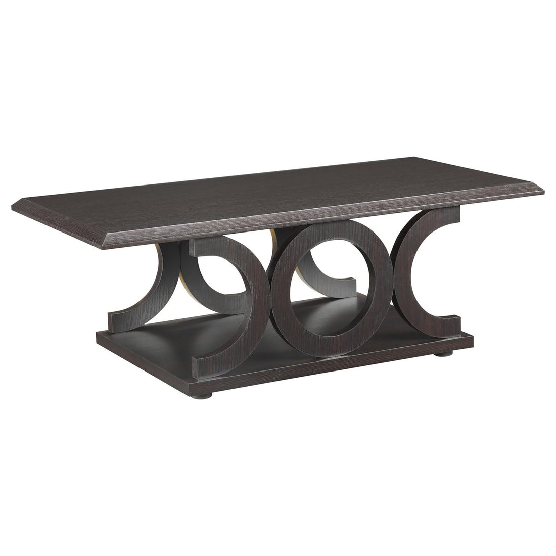Cappuccino C Shaped Coffee Table Brown Primary Living Space Transitional Rectangular Shelves Coffee & End Tables Wood