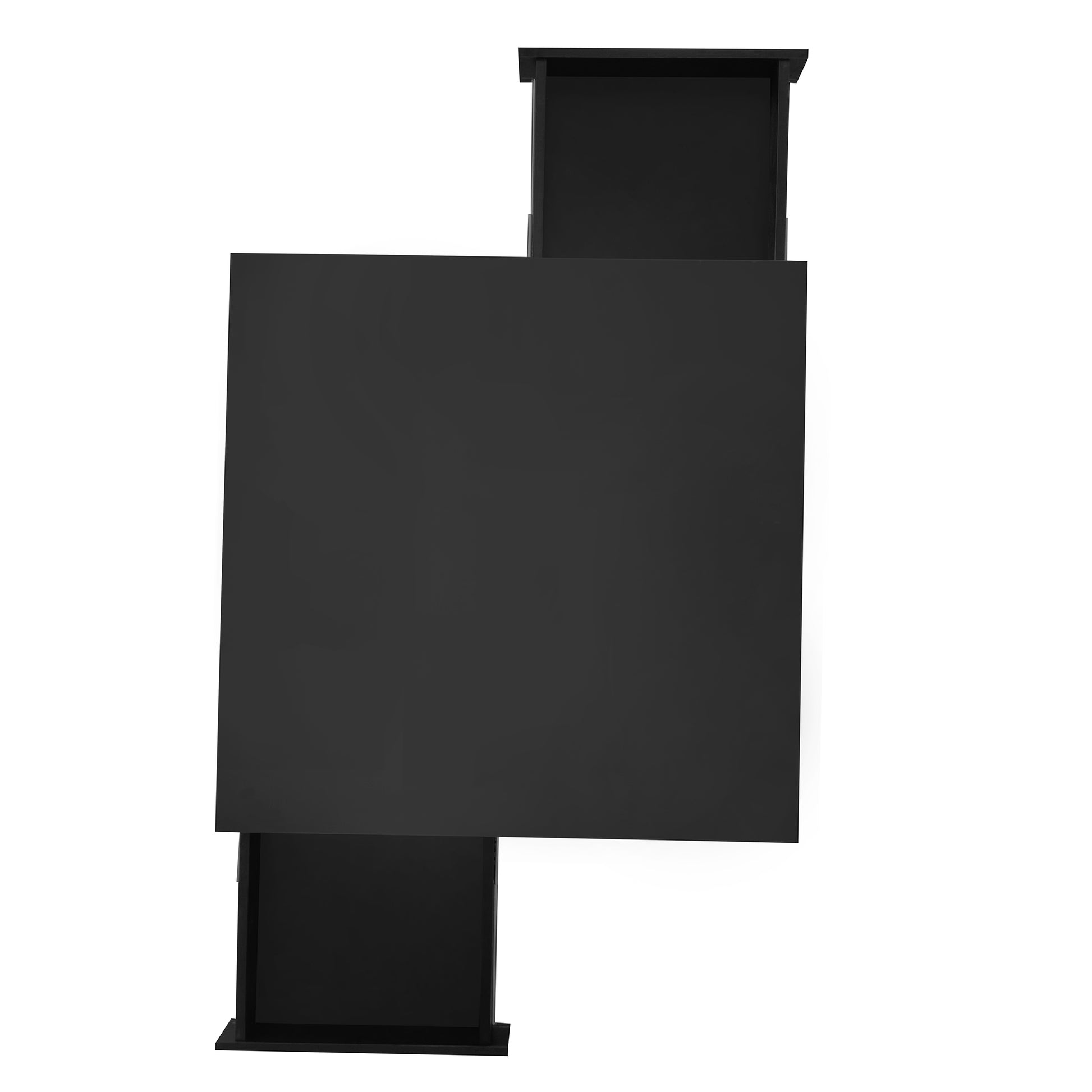 Exquisite High Gloss Coffee Table With 4 Golden Legs And 2 Small Drawers, 2 Tier Square Center Table For Living Room, Black Black Primary Living Space Particle Board