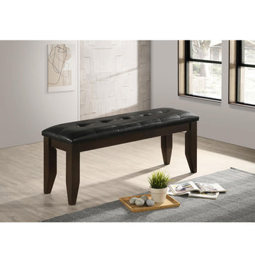 Cappuccino And Black Upholestered Dining Bench Brown Espresso Dining Room Wipe Clean Rectangular Transitional Dining Chairs Rubberwood Wood
