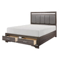 Queen Platform Bed With Footboard Drawers Upholstered Headboard, Gray And Silver Glitter, Contemporary Bedroom Furniture Box Spring Not Required Queen Gray Wood Bedroom Contemporary Storage Included Faux Leather Wood