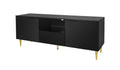 Tv Stand With Solid Ion Feet, Tv Console Table For Living Room, Bedroom Black Particle Board