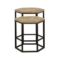 Natural And Black 2 Piece Nesting Table Brown Primary Living Space Farmhouse,Rustic Tabeltop Mango Coffee & End Tables Wood Hairpin