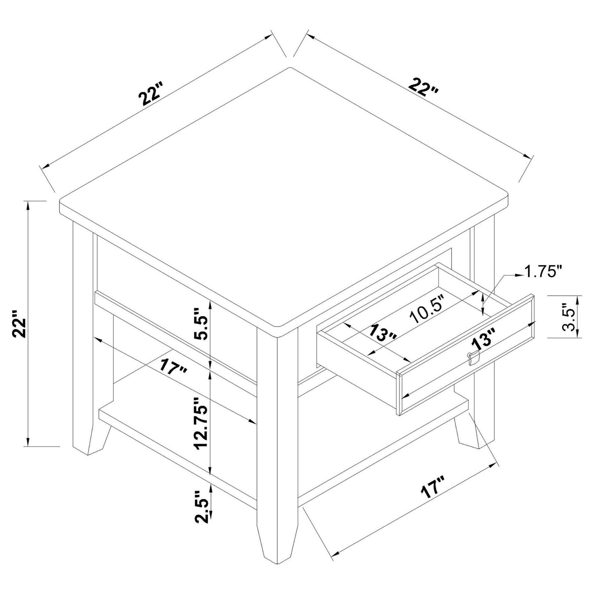 Walnut 1 Shelf End Table Brown Brown Soft Close Drawers Primary Living Space Transitional Poplar Square Shelves Coffee & End Tables Wood