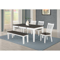 White And Espresso Rectangular Dining Bench White Espresso Dining Room Rectangular Farmhouse,Rustic Dining Chairs Rubberwood Wood