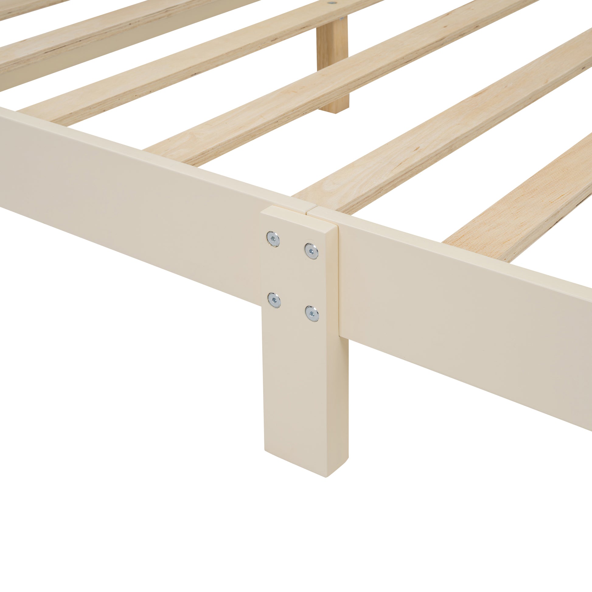 Full Size Wood Platform Bed With House Shaped Headboard And Built In Led, Walnut Milk White Box Spring Not Required Full White Wood Bedroom Solid Wood Mdf