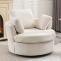 Oversize Round Swivel Chair Cozy Club 360 Degrees Swivel Sofa With 3 Pillowsfabric For Living Room Lounge Hotel 40.2D X 42.1W X 34.3H Inch Beige Mdf Steel