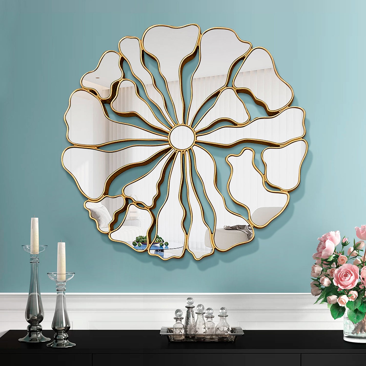 Timeless Round Wall Mirror With Bronze Frame Bronze Metal Mirror