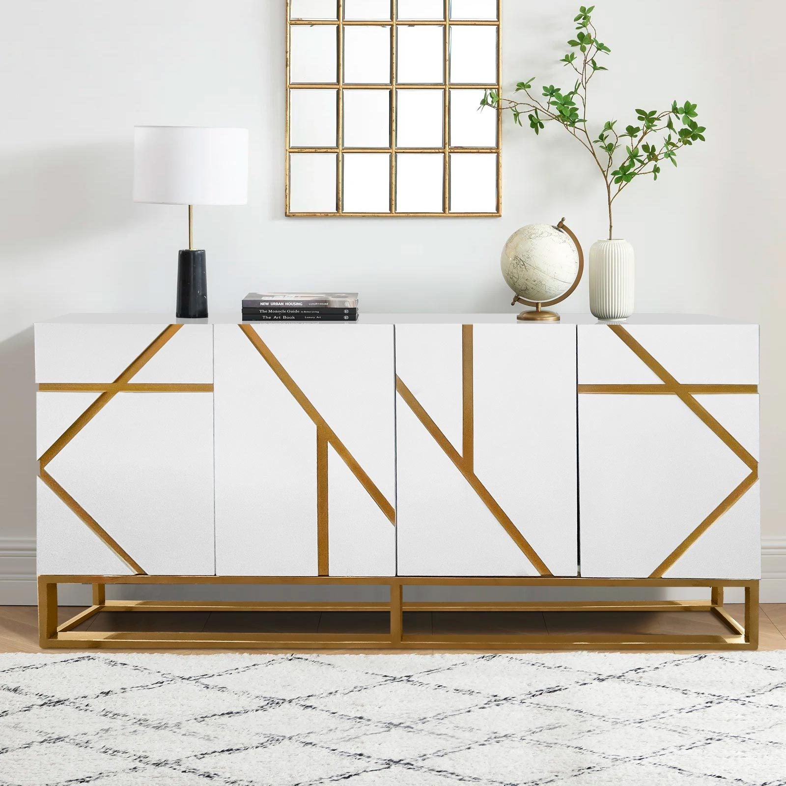 Timeless Buffet With Gold Accent White Mdf Steel