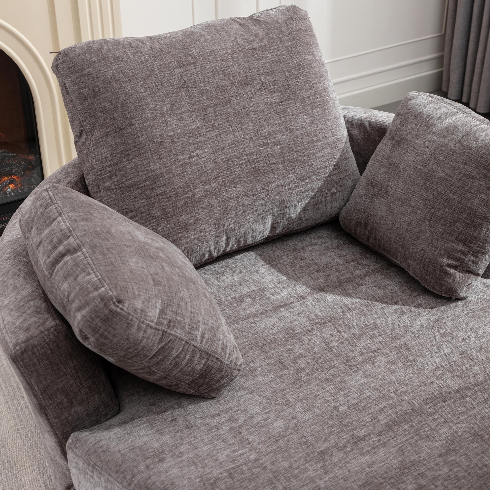 Oversize Round Swivel Chair Cozy Club 360 Degrees Swivel Sofa With 3 Pillows Chenille Fabric For Living Room Lounge Hotel 40.2D X 42.1W X 34.3H Inch Gray Mdf Steel