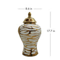 Charming White And Gold Ginger Jar With Removable Lid White Ceramic