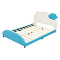 Full Size Upholstered Platform Bed With Cloud Shaped Headboard And Embedded Light Stripe, Velvet, Blue Blue Velvet