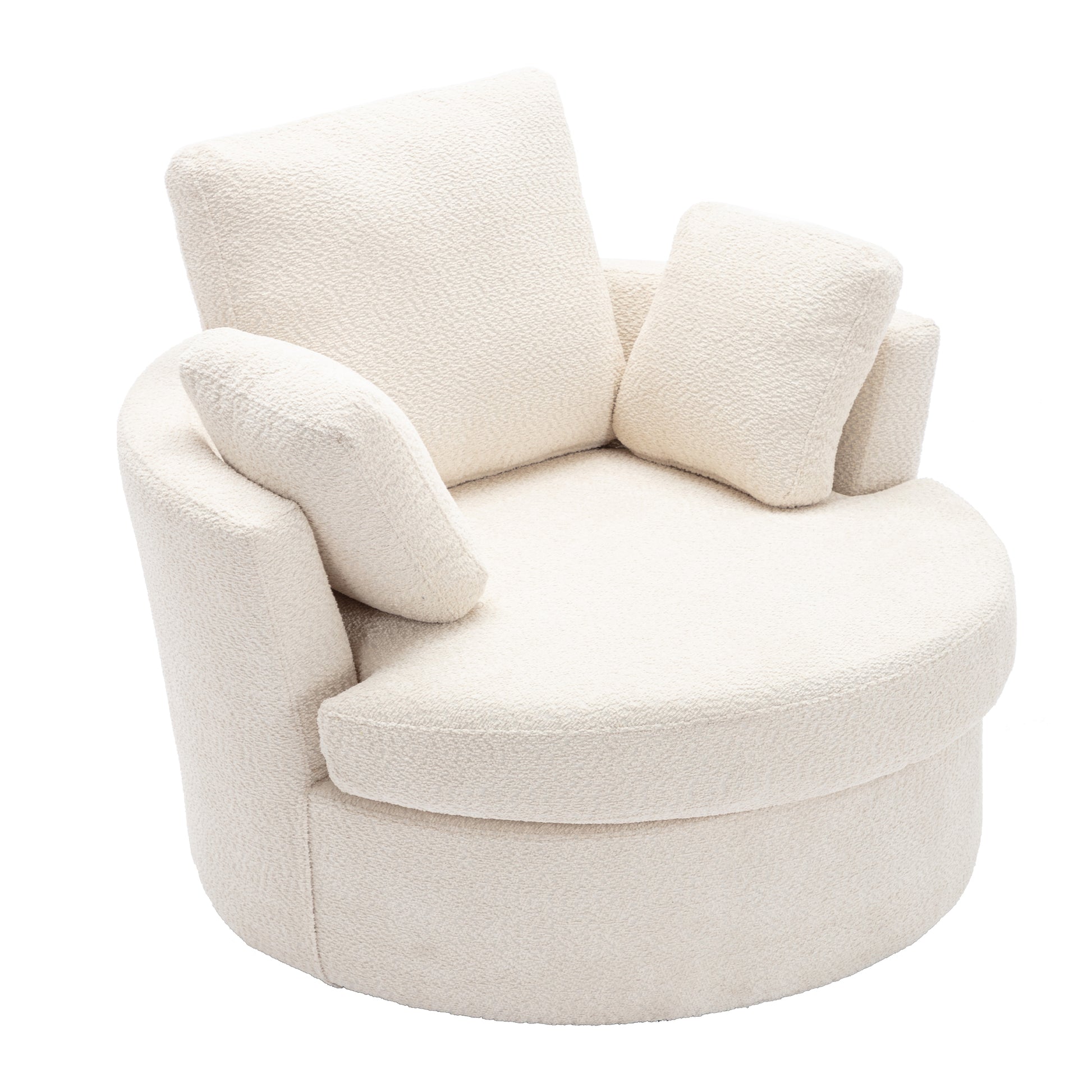 Oversize Round Swivel Chair Cozy Club 360 Degrees Swivel Sofa With 3 Pillowsfabric For Living Room Lounge Hotel 40.2D X 42.1W X 34.3H Inch Beige Mdf Steel