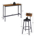 Bar Table Set With 2 Bar Stools Pu Soft Seat With Backrest, Rustic Brown, 43.31'' L X 15.75'' W X 35.43'' H. Rustic Brown Particle Board