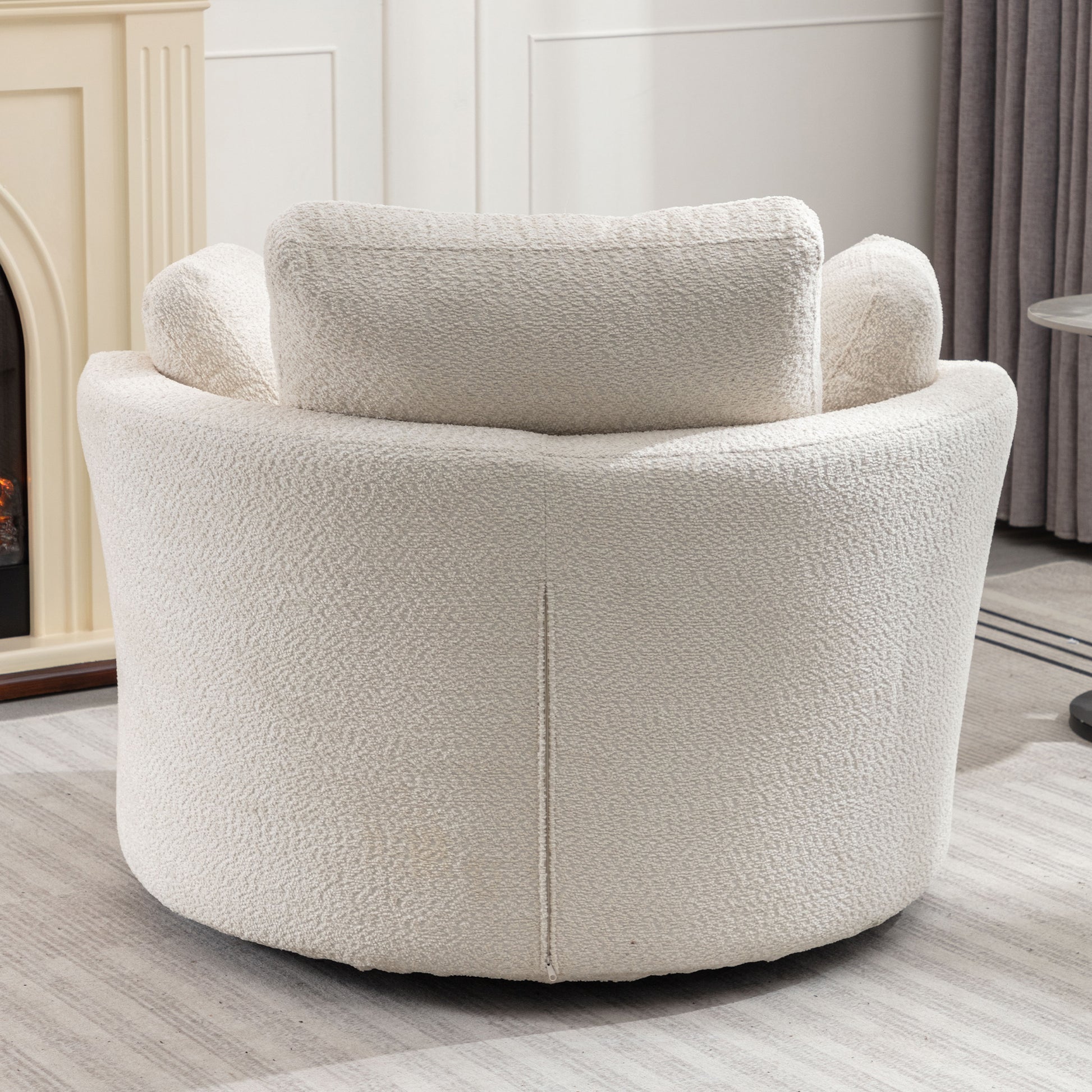 Oversize Round Swivel Chair Cozy Club 360 Degrees Swivel Sofa With 3 Pillowsfabric For Living Room Lounge Hotel 40.2D X 42.1W X 34.3H Inch Beige Mdf Steel