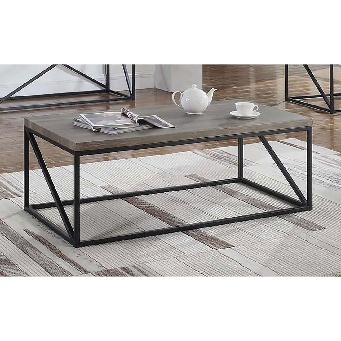 Sonoma Grey And Black Rectangular Coffee Table Grey Primary Living Space Industrial Tabeltop Rectangular Coffee & End Tables Metal Parsons