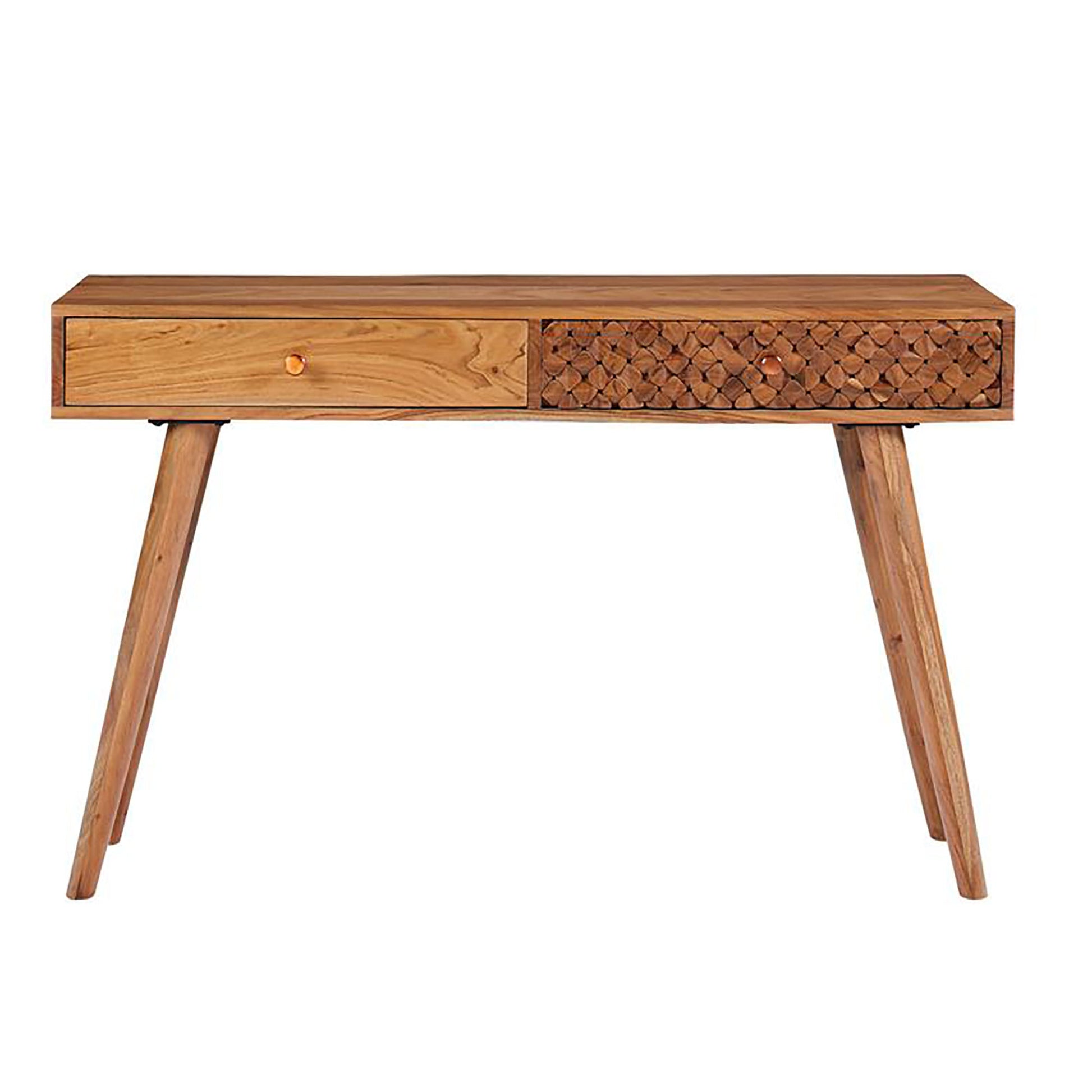 Natural Brown 2 Drawer Console Table Brown Primary Living Space Mid Century Modern Rectangular Drawers Console Tables Wood
