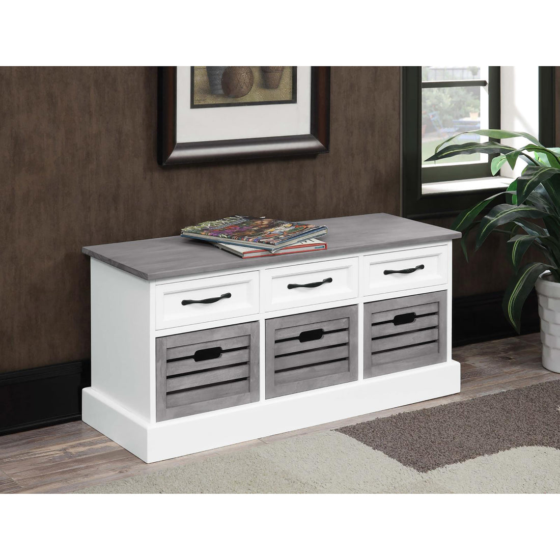 White And Weathered Grey 3 Drawer Storage Grey Gray Primary Living Space Traditional Poplar Drawer Wood