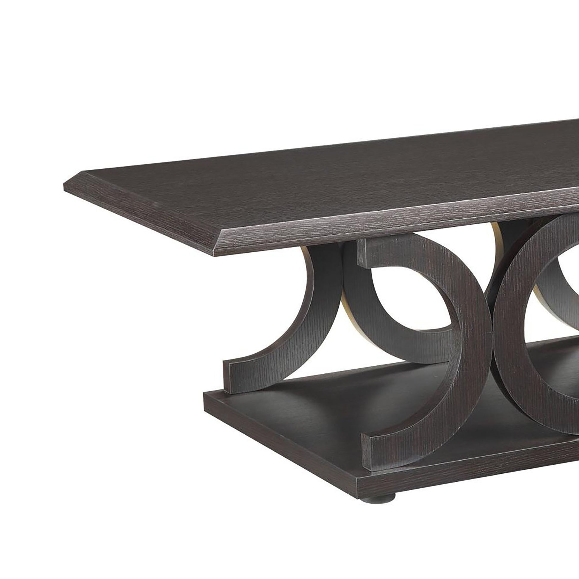 Cappuccino C Shaped Coffee Table Brown Primary Living Space Transitional Rectangular Shelves Coffee & End Tables Wood