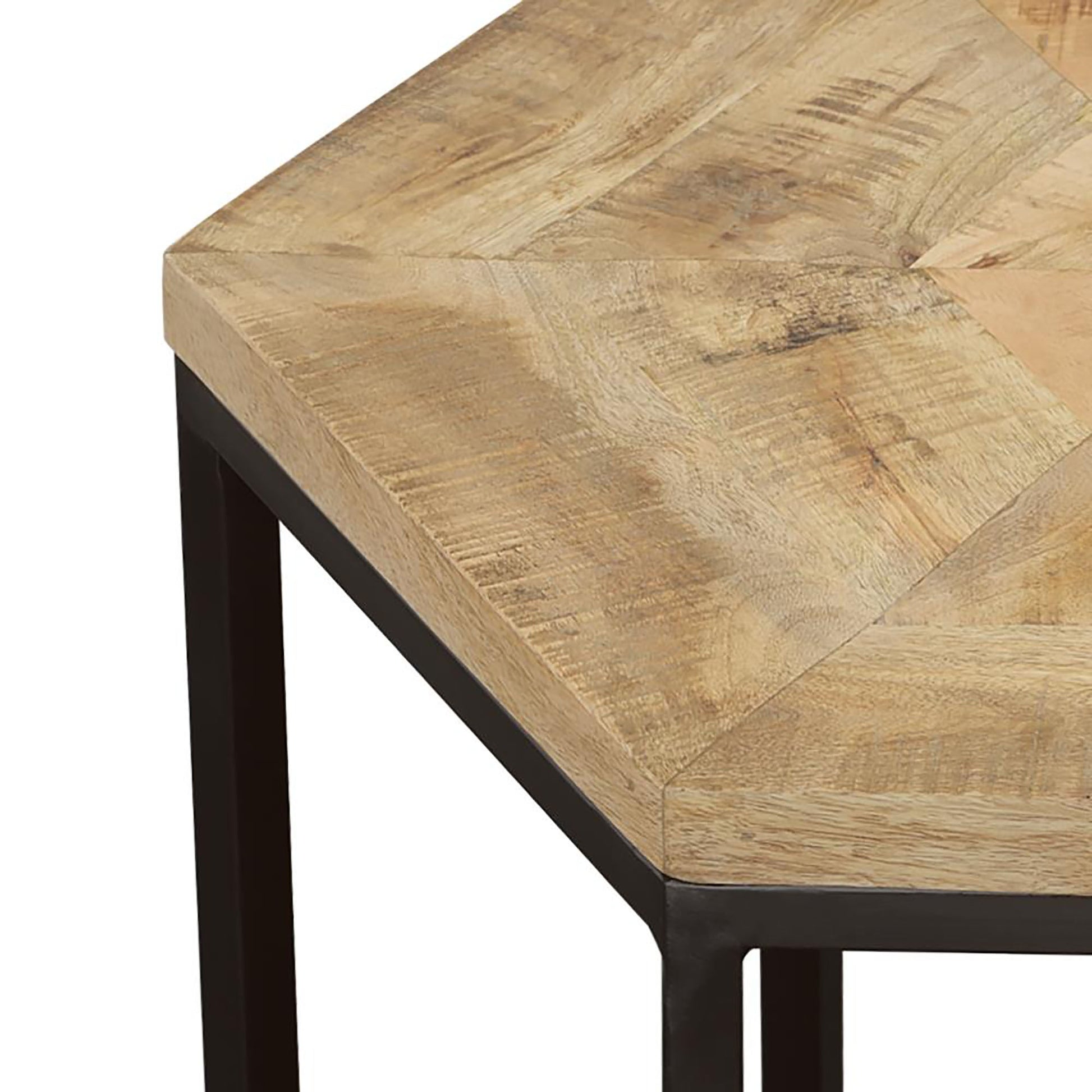 Natural And Black 2 Piece Nesting Table Brown Primary Living Space Farmhouse,Rustic Tabeltop Mango Coffee & End Tables Wood Hairpin