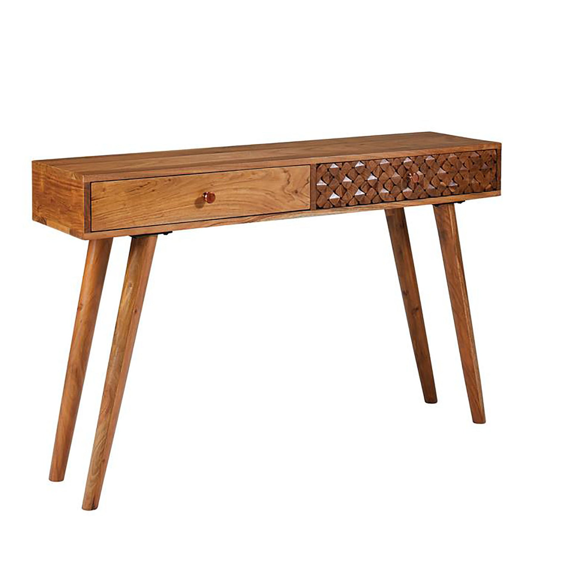 Natural Brown 2 Drawer Console Table Brown Primary Living Space Mid Century Modern Rectangular Drawers Console Tables Wood