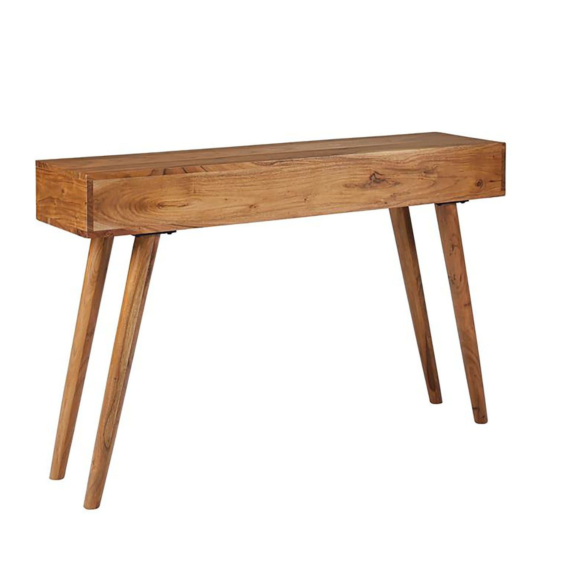 Natural Brown 2 Drawer Console Table Brown Primary Living Space Mid Century Modern Rectangular Drawers Console Tables Wood