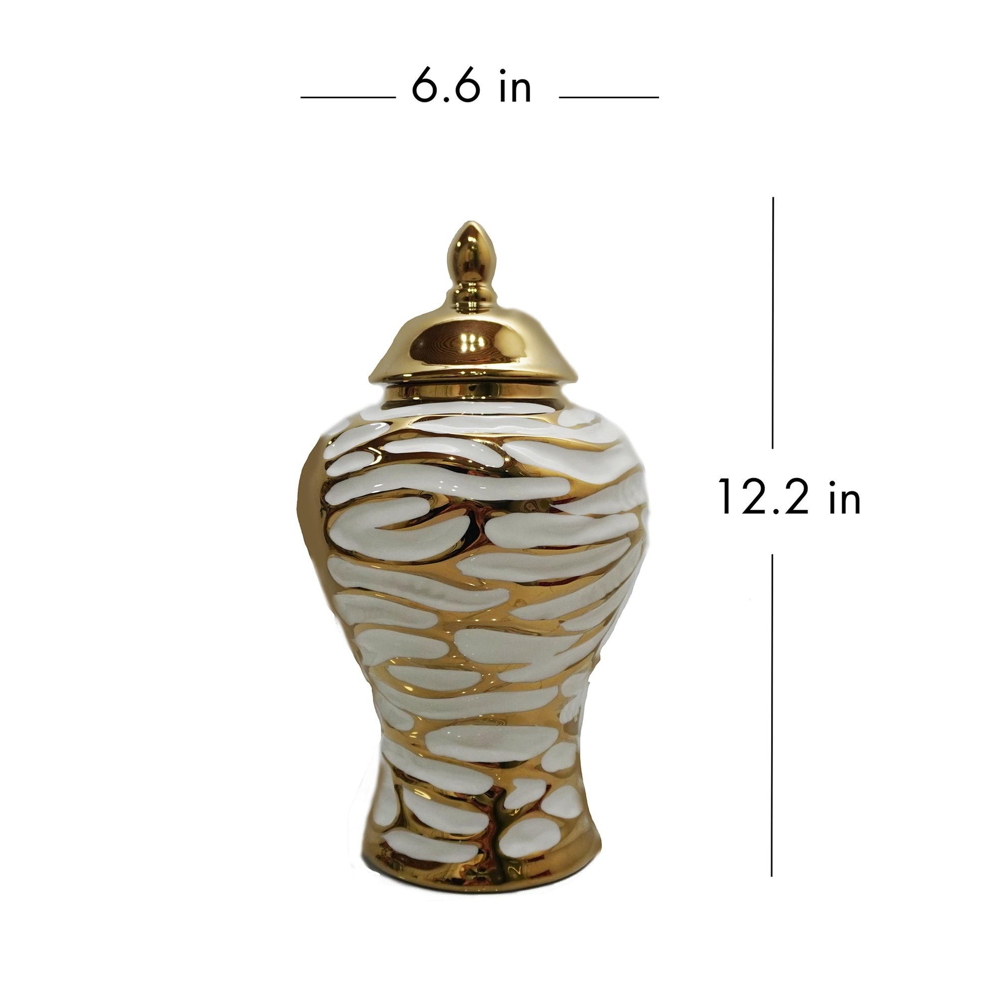 Charming White And Gold Ginger Jar With Removable Lid White Ceramic