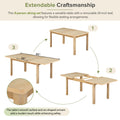 Rustic Extendable 84Inch Dining Table Set With 24Inch Removable Leaf6 Upholstered Armless Dining Chairs And 2 Padded Arm Chairs, 9 Pieces, Natural Wood Dining Room Extendable Rubberwood Rectangular Dining Table With Chair Upholstered Chair Wood Natural