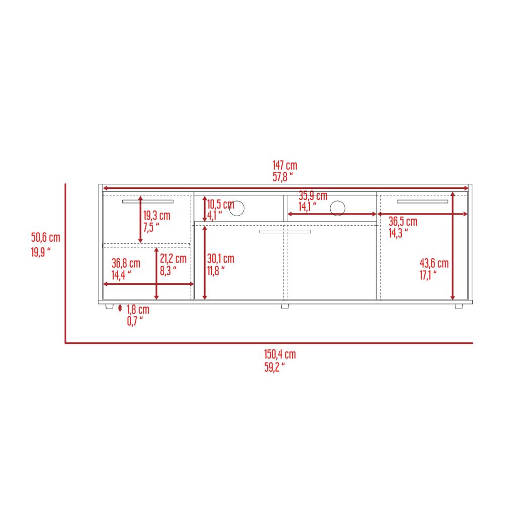 Lyon Tv Stand For Tv S Up 55", One Cabinet, Double Door Dark Walnut Brown Primary Living Space 50 59 Inches 50 59 Inches Modern 55 Inches Particle Board Particle Board