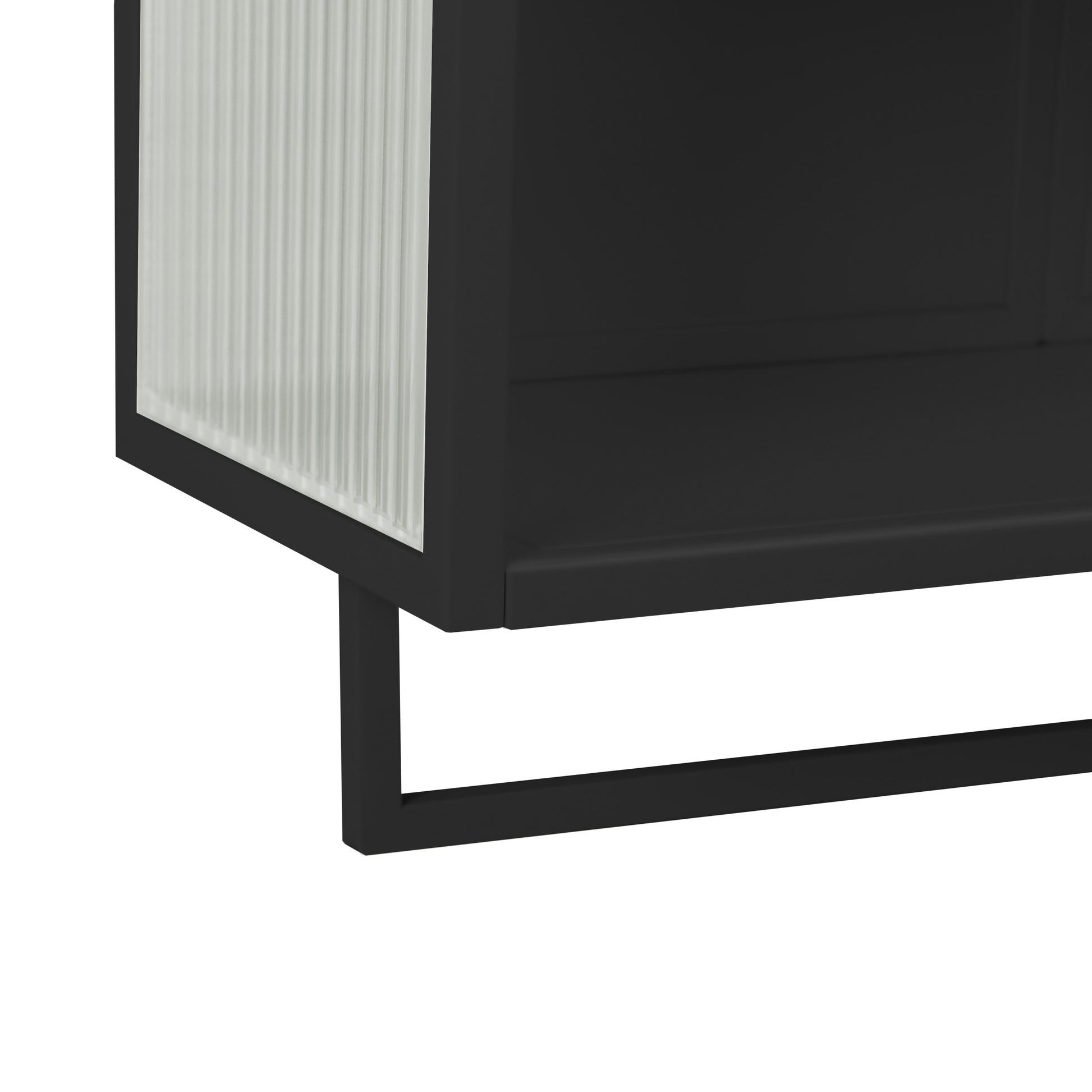 23.62"Glass Doors Modern Two Door Wall Cabinet With Featuring Two Tier Enclosed Storage, An Open Shelf, And Towel Rack, For Entryway Living Room Bathroom Dining Room,Black Black Glass Metal