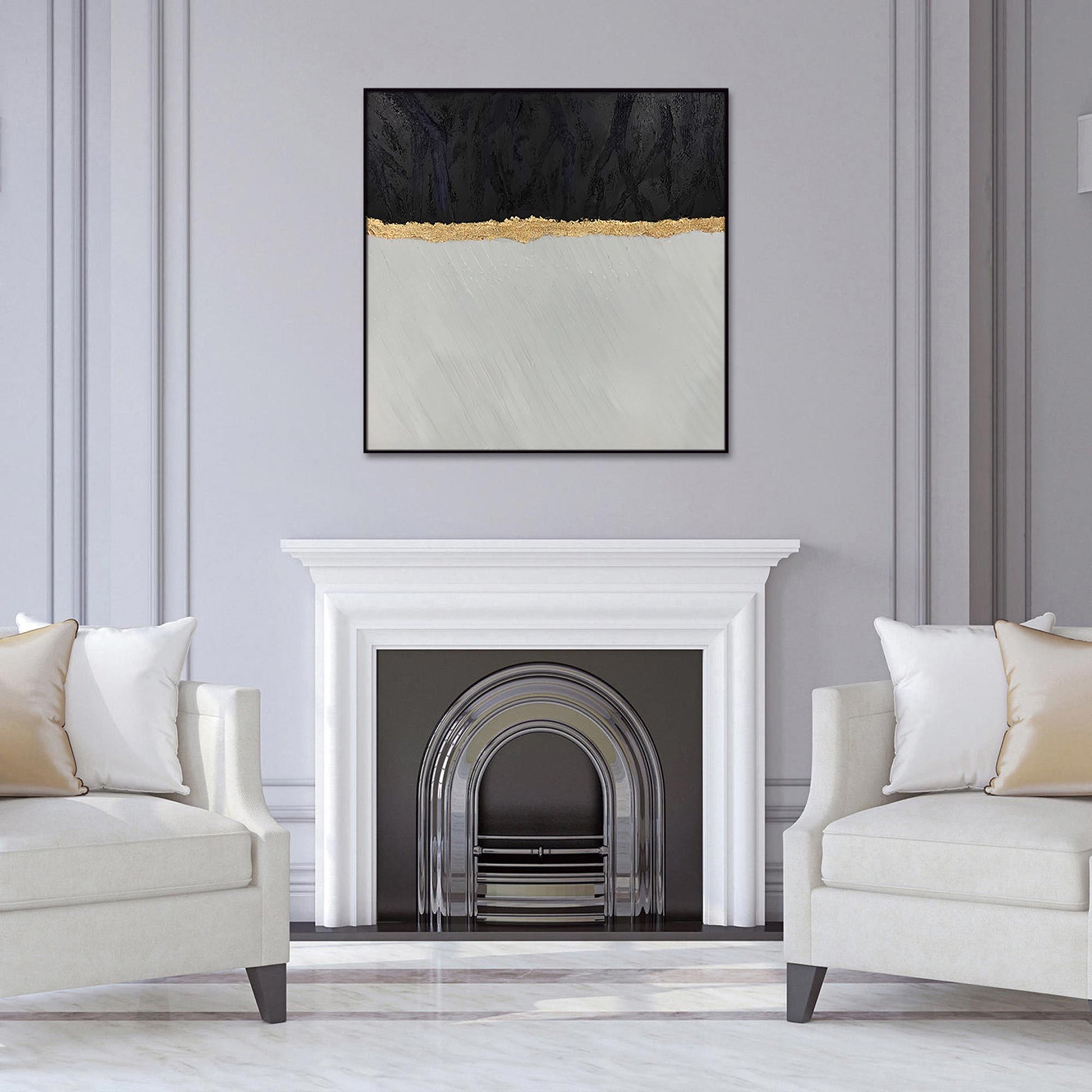 Home Hand Painted "Roots Of Midas" Oil Painting 48"H X 48"W Grey Black Canvas