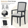 Rustic Extendable 84Inch Dining Table Set With 24Inch Removable Leaf6 Upholstered Armless Dining Chairs And 2 Padded Arm Chairs, 9 Pieces, Black Wood Dining Room Extendable Rubberwood Rectangular Dining Table With Chair Upholstered Chair Wood Black Gray