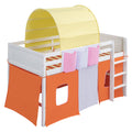 Twin Size Loft Bed With Tent And Tower And Three Pockets Orange Blue Solid Wood