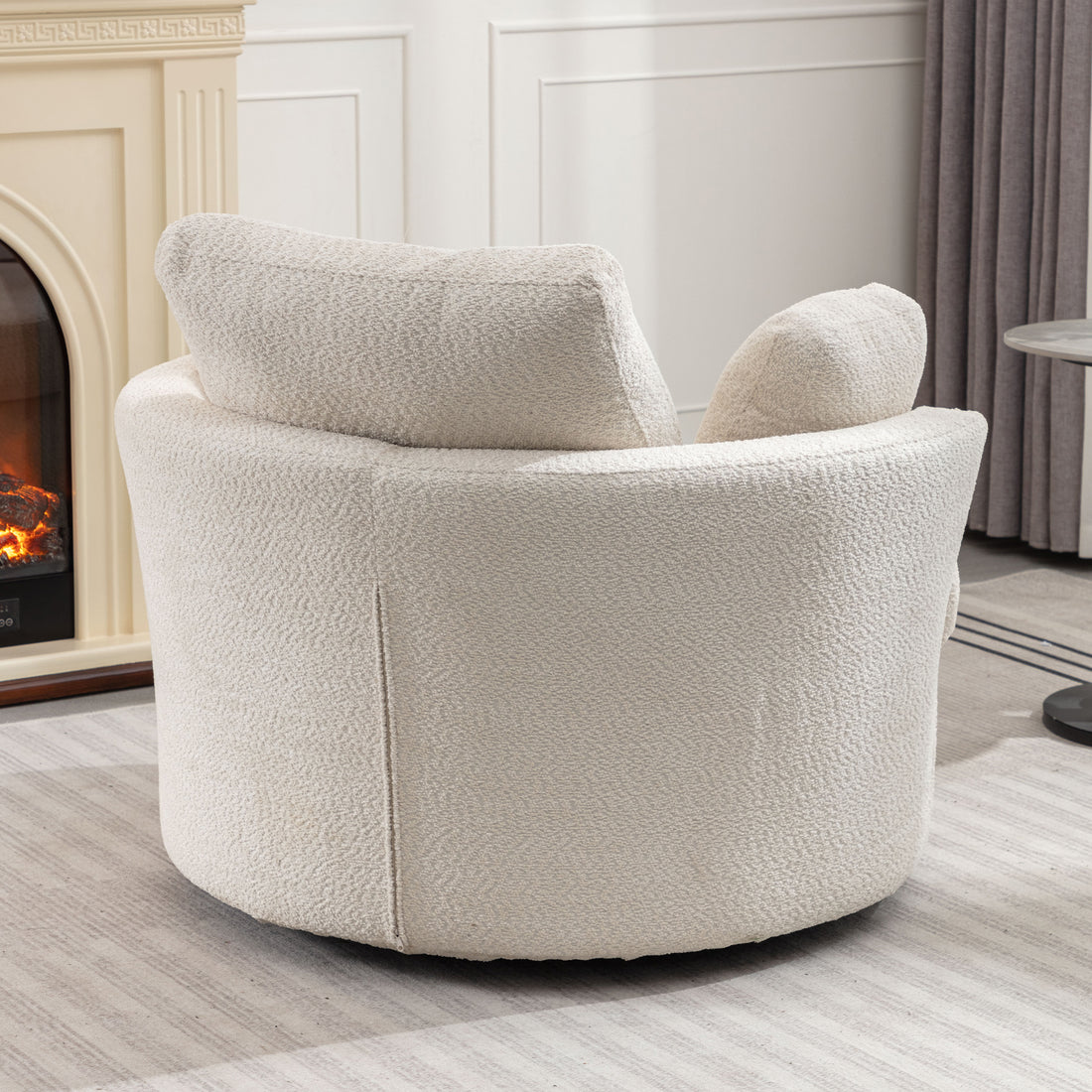 Oversize Round Swivel Chair Cozy Club 360 Degrees Swivel Sofa With 3 Pillowsfabric For Living Room Lounge Hotel 40.2D X 42.1W X 34.3H Inch Beige Mdf Steel