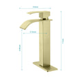 Waterfall Spout Single Handle Bathroom Sink Faucet Brushed Gold Stainless Steel