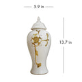 Ginger Jar With Steam Gold Flower White Ceramic