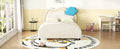 Full Size Upholstered Platform Bed With Cloud Shaped Headboard And Embedded Light Stripe, Velvet, Beige Beige Velvet