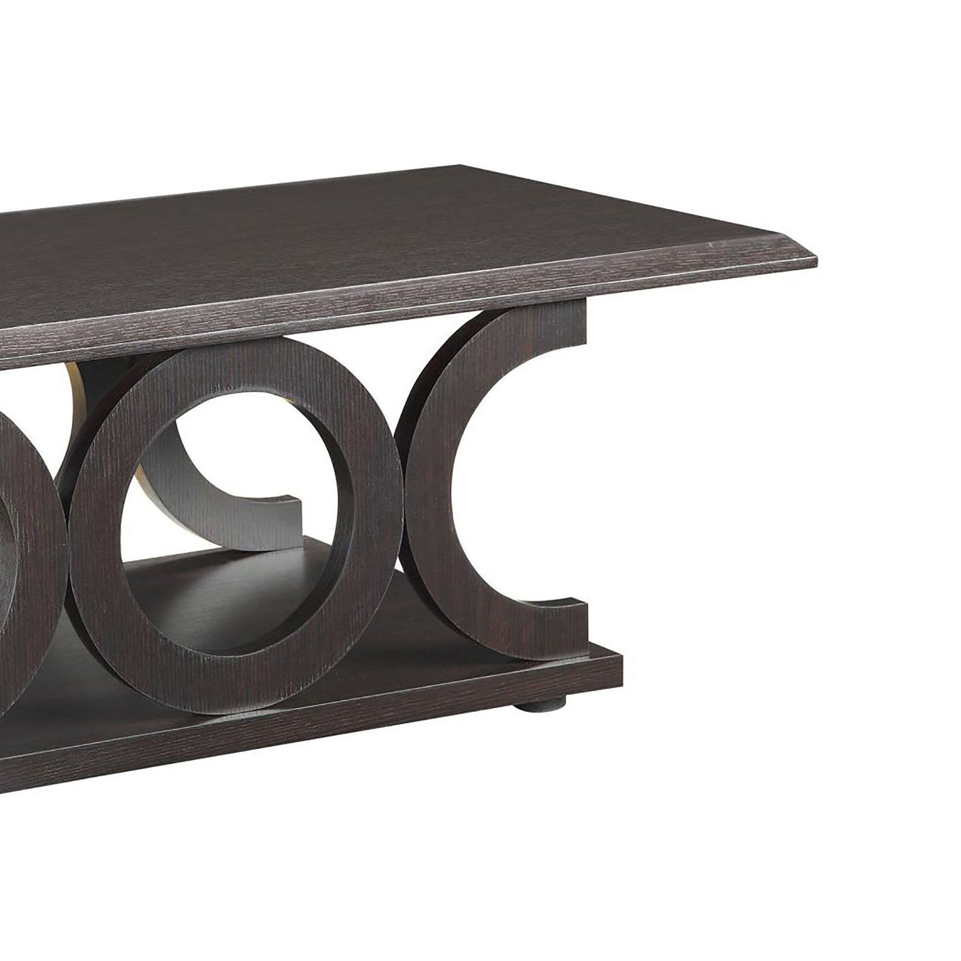 Cappuccino C Shaped Coffee Table Brown Primary Living Space Transitional Rectangular Shelves Coffee & End Tables Wood