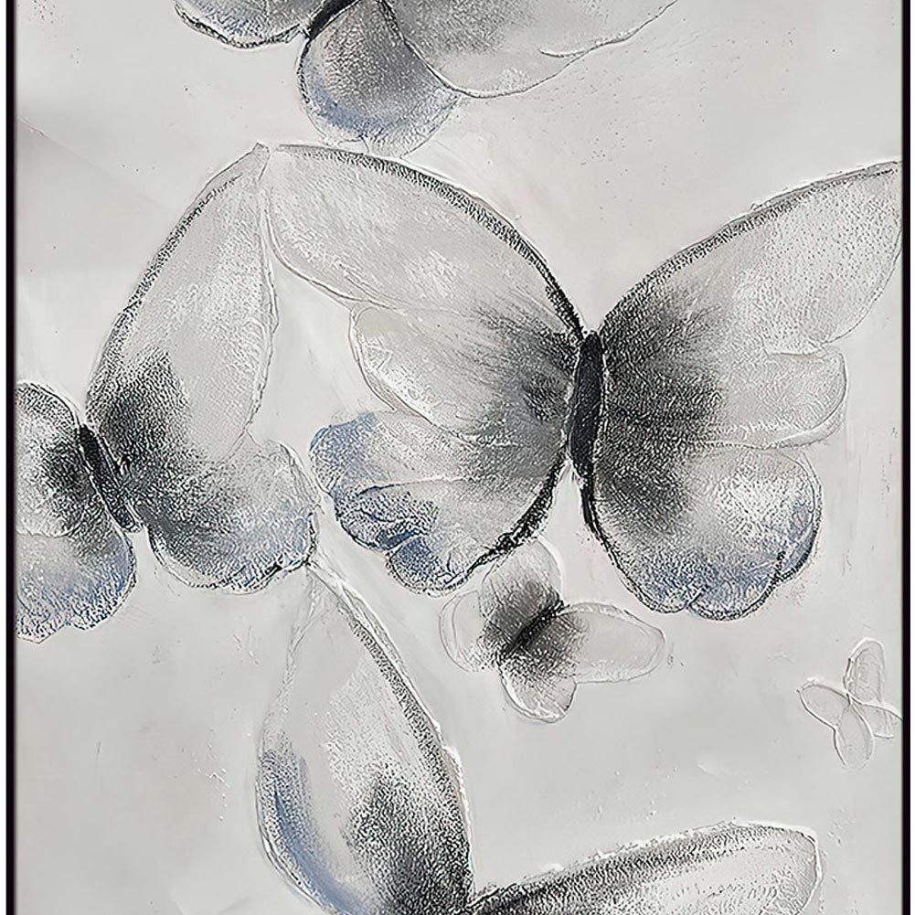 Home Hand Painted "Ethereal Butterfly Cascades" Oil Painting 40"H X 60"W Grey Black Canvas