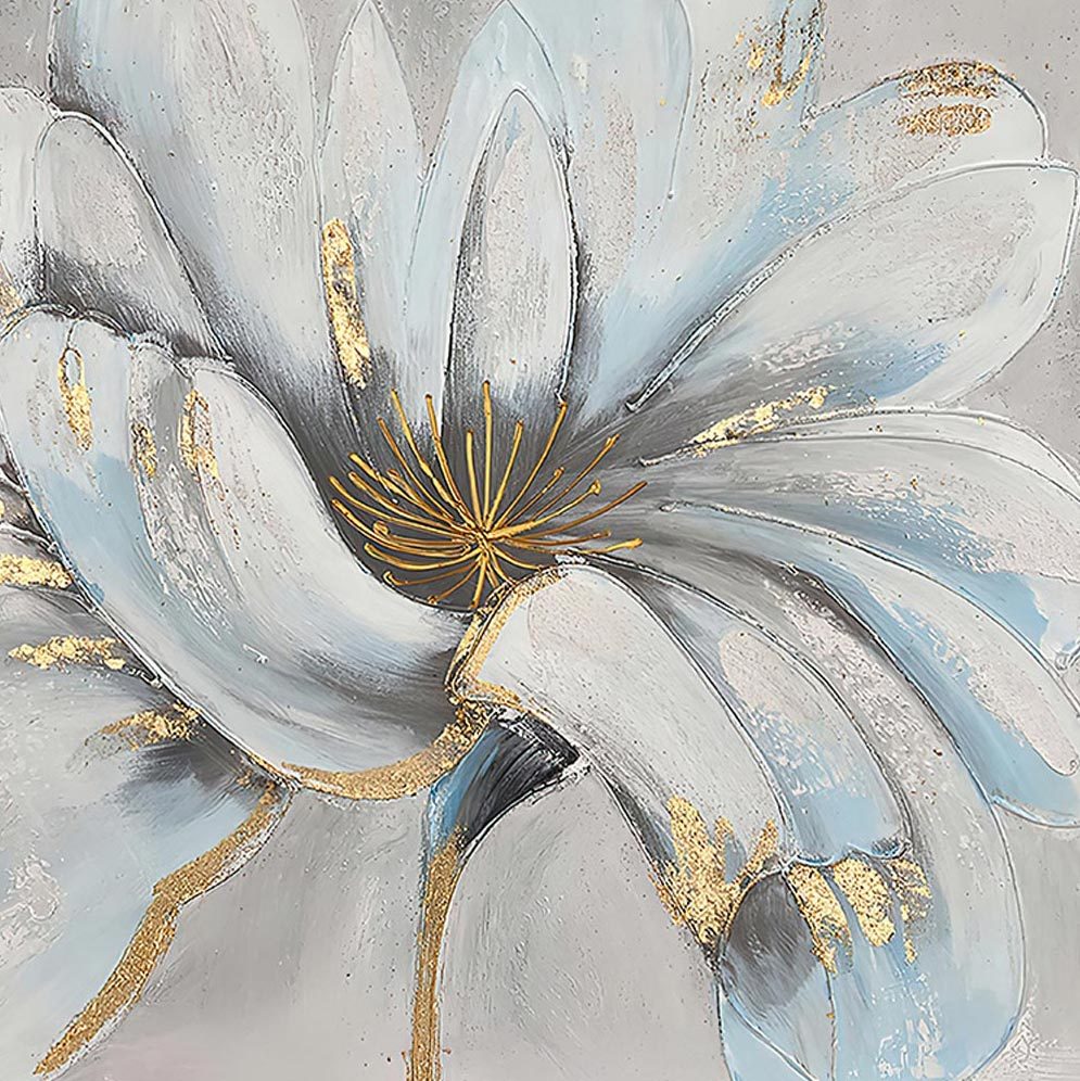 Home Hand Painted "Unveiled Gilded Hearts" Oil Painting 48"H X 48"W White Gold Canvas