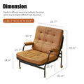 Bonded Leather Armchair, Modern Accent Chair High Back, Living Room Chairs With Metal Legs And Soft Padded, Sofa Chairs For Home Office,Bedroom,Dining Room Brown 1Pc Brown Bonded Leather