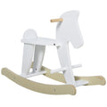 Wooden Rocking Horse Toddler Baby Ride On Toys For Kids 1 3 Years With Classic Design & Solid Workman, White White Wood