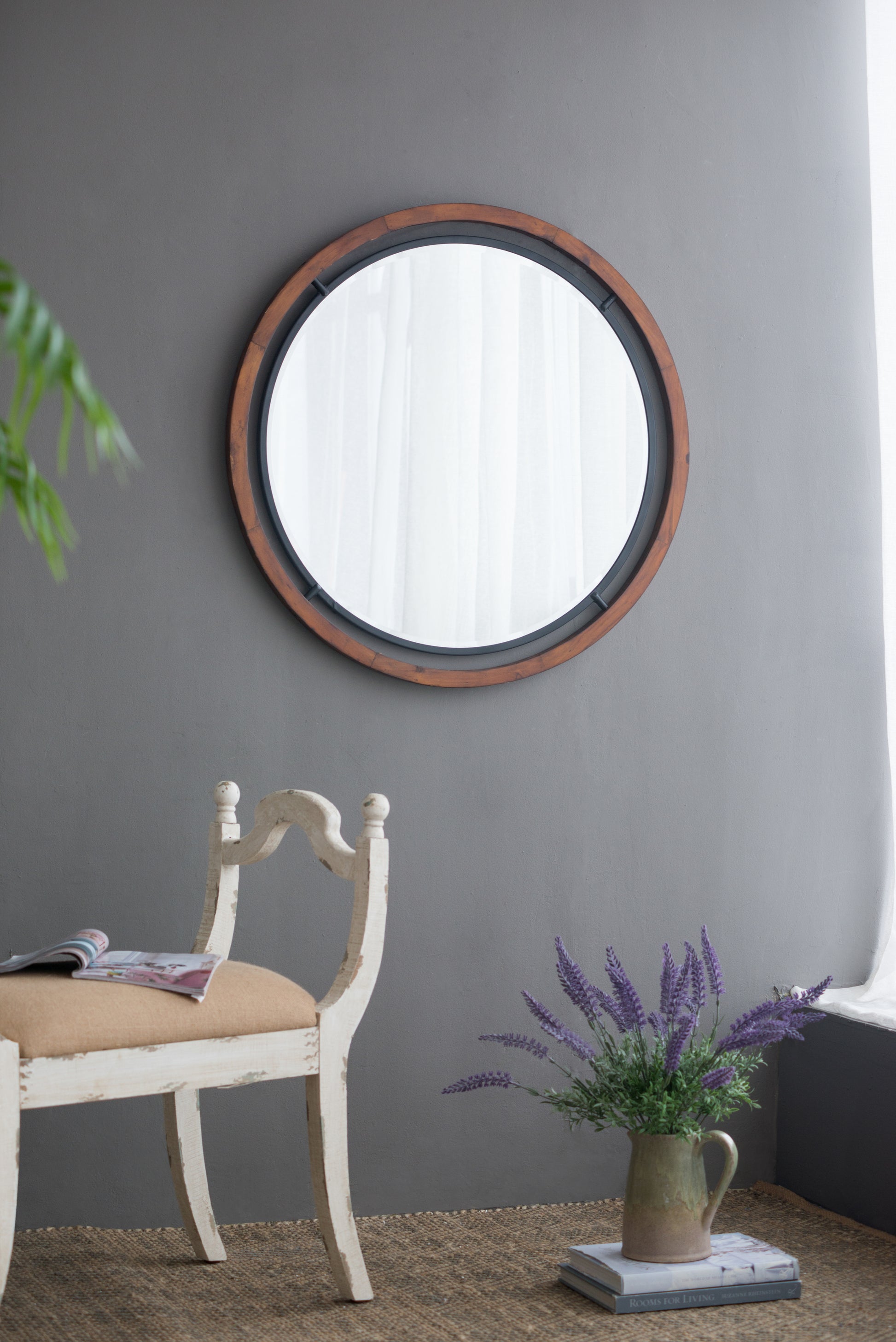 D32" Mogley Wall Mirror Brown Wood