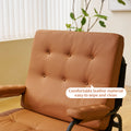 Bonded Leather Armchair, Modern Accent Chair High Back, Living Room Chairs With Metal Legs And Soft Padded, Sofa Chairs For Home Office,Bedroom,Dining Room Brown 1Pc Brown Bonded Leather