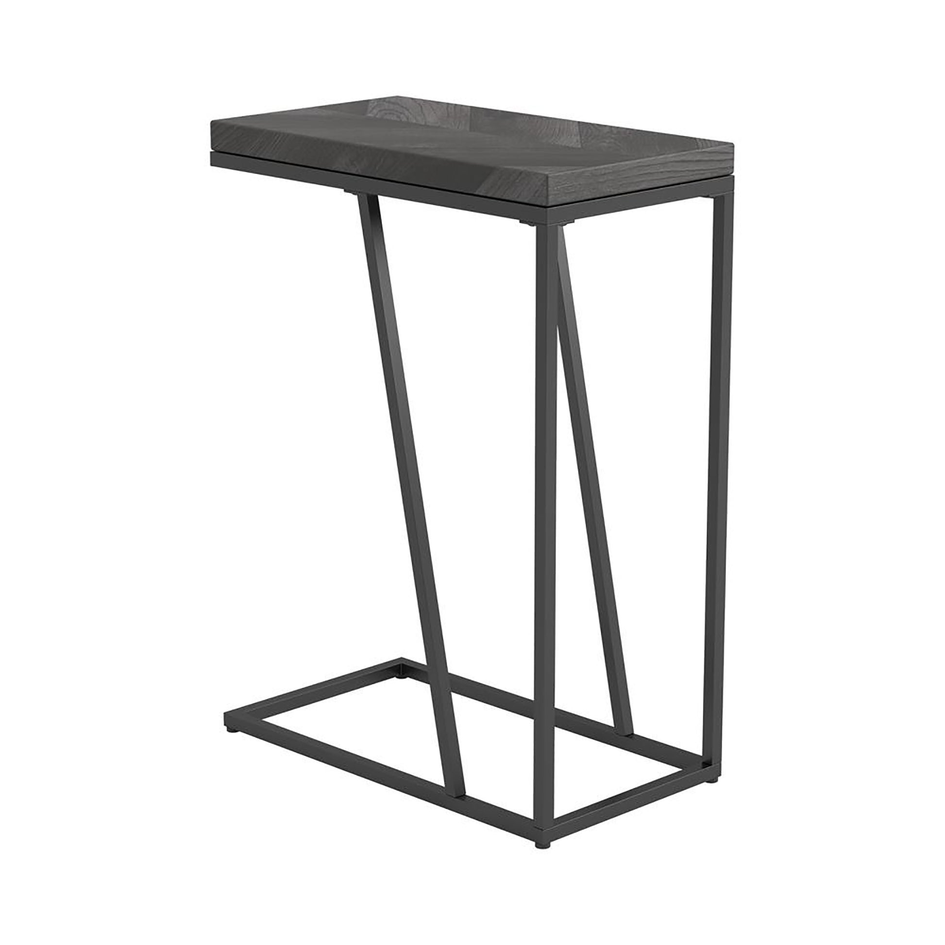 Rustic Grey Herringbone And Sandy Black Accent Table Grey Gray Primary Living Space Industrial Rectangular Coffee & End Tables Metal