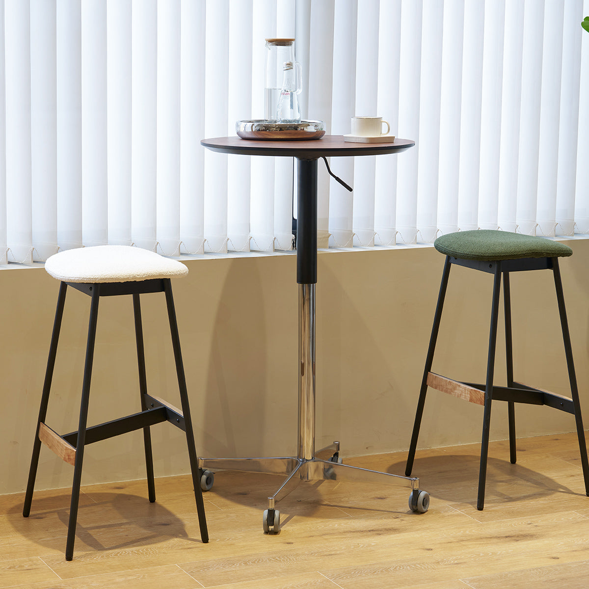 Movable Adjustable Bar Table Pub Table 360 Swivel Counter Bar Height Aluminum Star Base Movable For Stand Desk Bistro Table Dining Room Home Kitchen Table Brown Aluminium Alloy