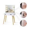 Dressing Table With Led Lights White White Mdf