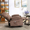 Recliner Chair Massage Heating Sofa With Usb And Side Pocket 2 Cup Holders Brown Brown Brown Manual Handle Primary Living Space Soft Heavy Duty Modern Foam Fabric