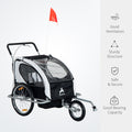 Elite Three Wheel Bike Trailer For Kids Bicycle Cart For Two Children With 2 Security Harnesses & Storage, White Black Aluminium