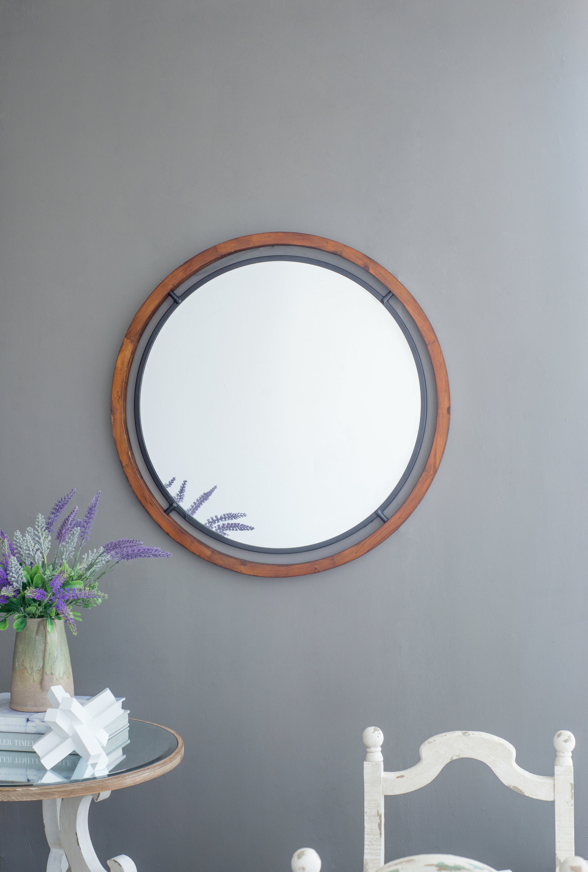 D32" Mogley Wall Mirror Brown Wood