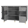 Rotating Storage Cabinet With 2 Doors And 2 Drawers, Suitable For Living Room, Study, And Balcony 1 2 Shelves Gray Mdf